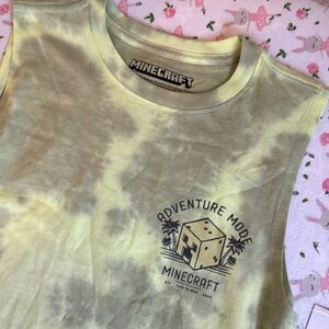 NEW cotton tie-dye Creeper Minecraft movie video game tank boys large Mojang